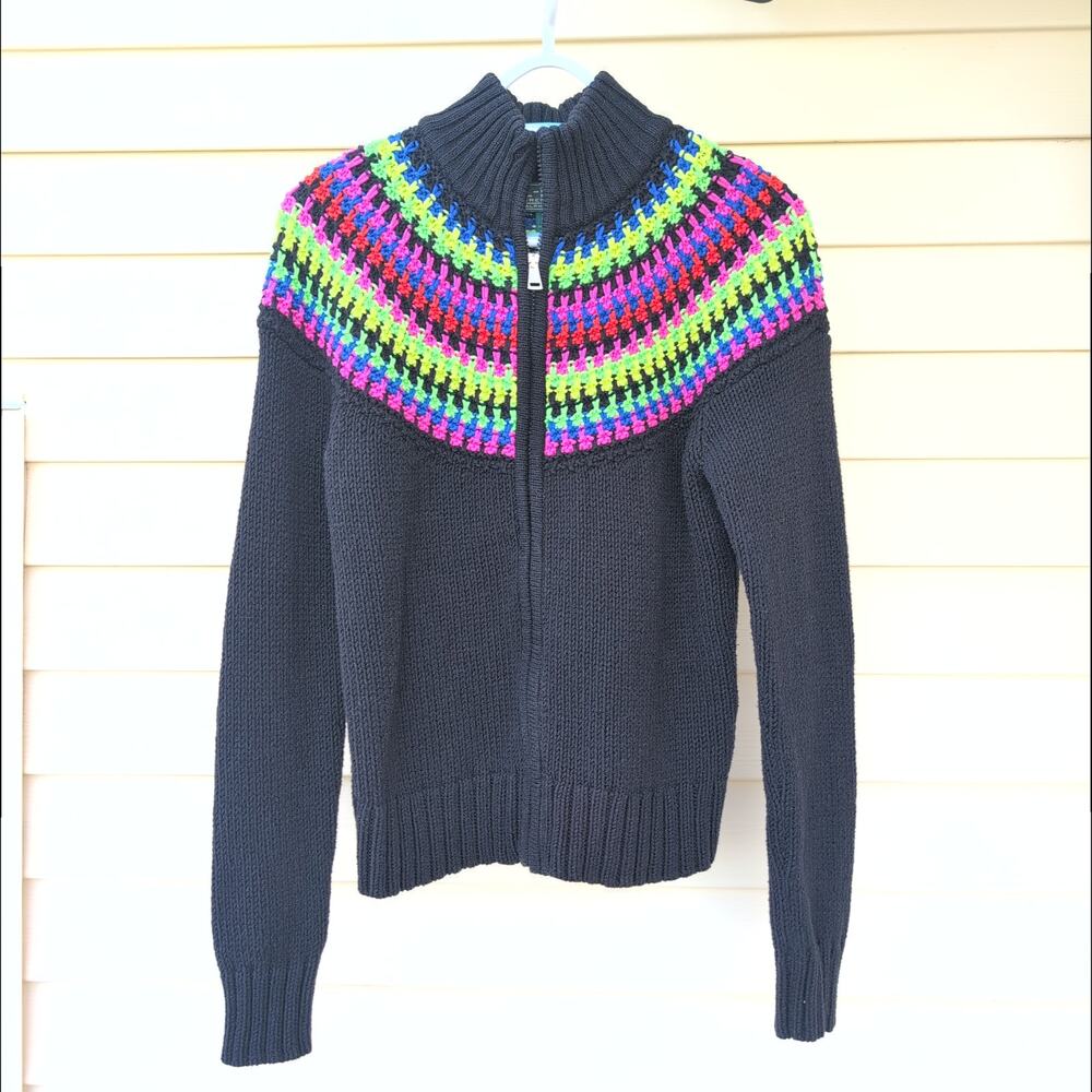 Lauren Ralph Lauren Active Dopamine Crochet Knit Mock Neck Sweater Women's Med